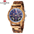 KUNHUANG KH1014 2020 new wooden watch men's fashion three-eye, six-pin multi-function quartz watch men's office watch